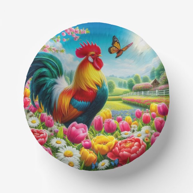 Blumengestelle/Federhirsche/Hühnerbilder Pappteller (Vorderseite)