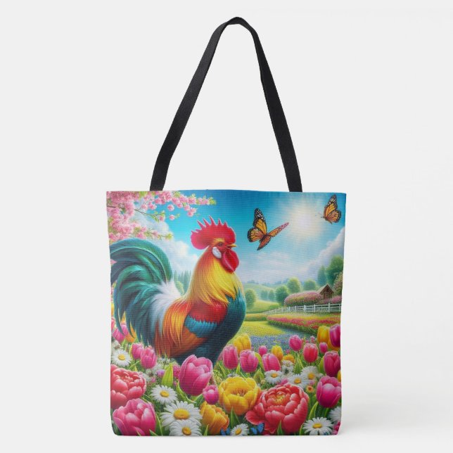 Blumengestelle/Federhirsche/Hühnerbilder Tasche (Vorderseite)