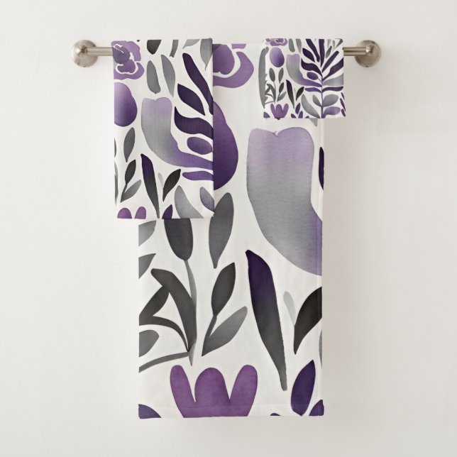 Blumengestelle in Lila Badhandtuch Set (Insitu)