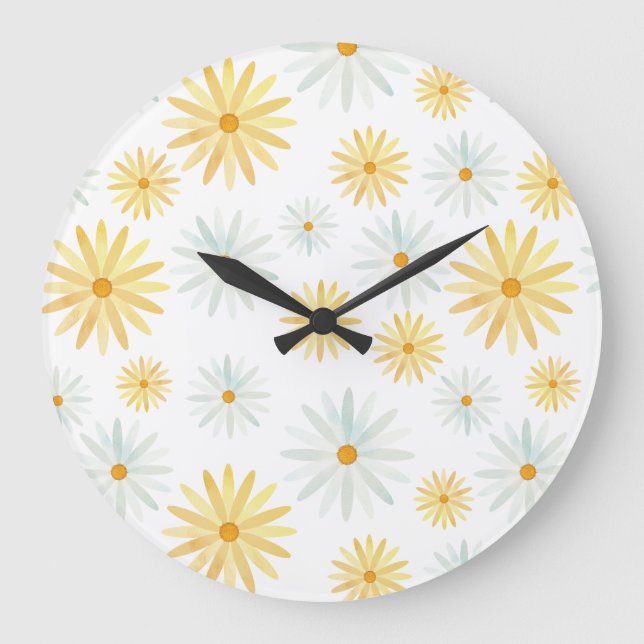 Blumengewächse April Daisies Muster Große Wanduhr (Vorderseite)