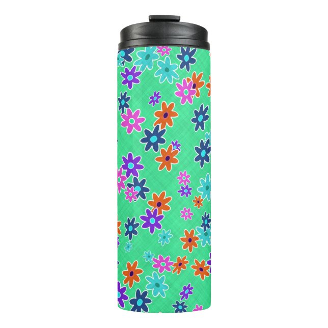 Blumengewebe nahtlos Muster farbig Thermosbecher (Vorderseite)