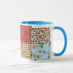 Blumengewebe-Patchwork-Muster-Tasse Tasse
