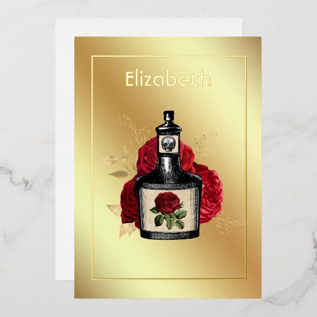 Blumengiftlotion Halloween Gothic Foil Invitat Folieneinladung (Vorderseite/Rückseite)