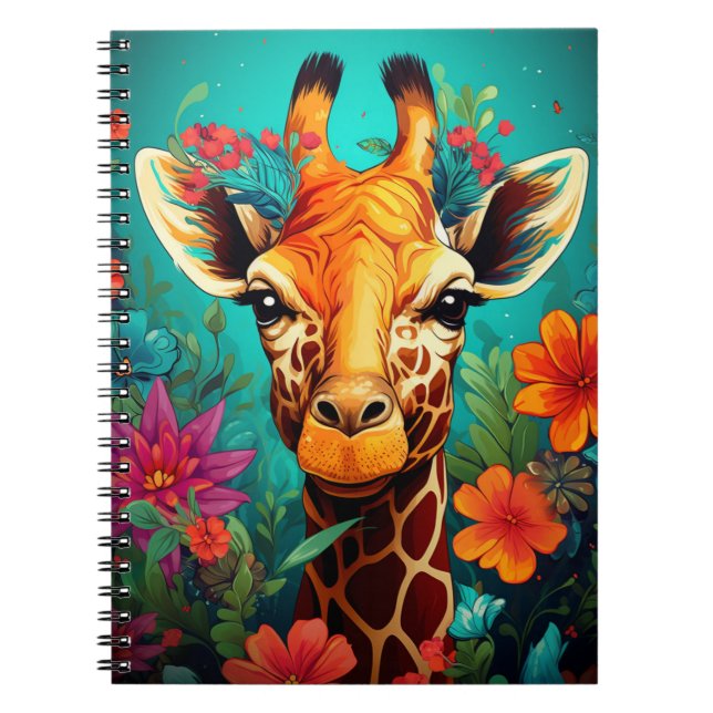 Blumengiraffe Portrait-9319 Notizblock (Vorderseite)