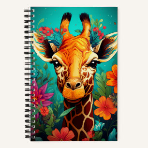 Blumengiraffe Portrait-9319 Notizbuch