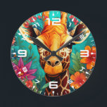 Blumengiraffe Portrait-9319 Runde Wanduhr<br><div class="desc">Blumengiraffe Portrait-9319</div>