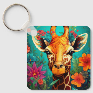 Blumengiraffe Portrait-9319 Schlüsselanhänger