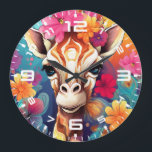 Blumengiraffe Portrait-9320 Große Wanduhr<br><div class="desc">Blumengiraffe Portrait-9320</div>