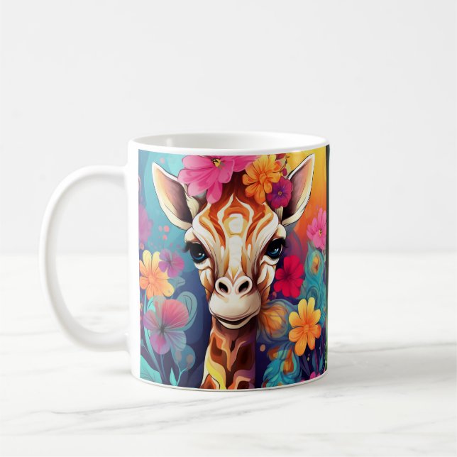 Blumengiraffe Portrait-9320 Kaffeetasse (Links)