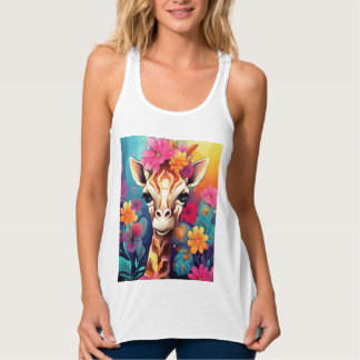 Blumengiraffe Portrait-9320 Tank Top