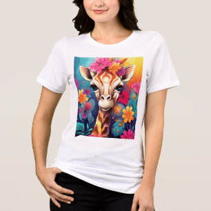 Blumengiraffe Portrait-9320 Tri-Blend Shirt