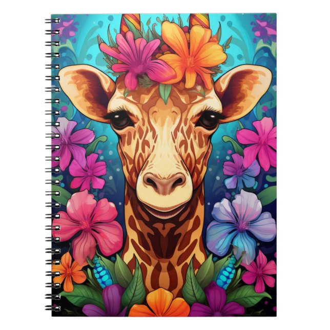 Blumengiraffe Portrait-9321 Notizblock (Vorderseite)