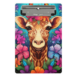 Blumengiraffe Portrait-9322 Mini Klemmbrett