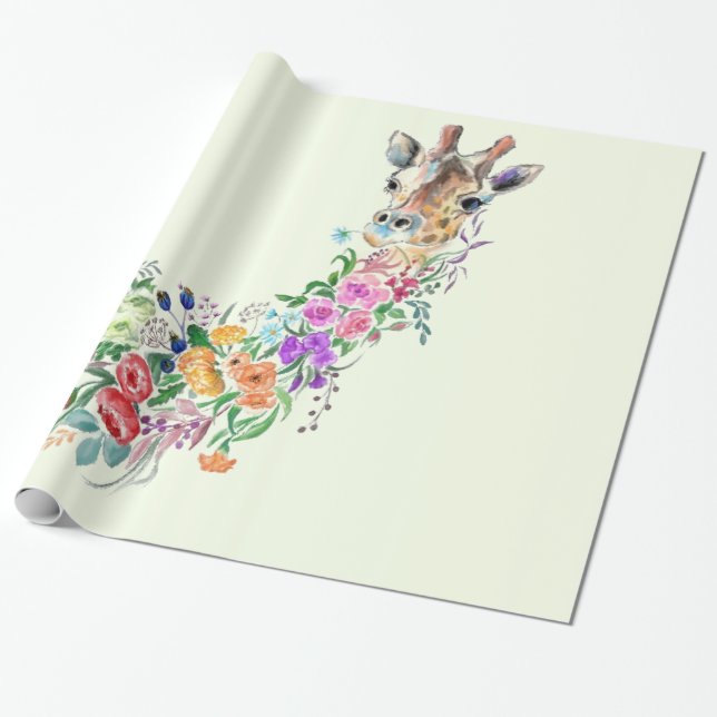 Blumengiraffe Wrapping Paper Geschenkpapier (Ungerollt)