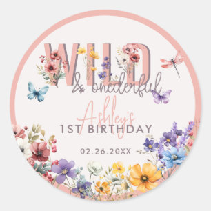 Blumengirl Geburtstag   Wildes & Wunderbares Gesch Runder Aufkleber