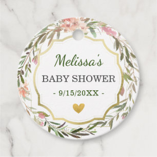 Blumengirlande Chic Grün Baby Shower Sprinkle Geschenkanhänger