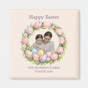 Blumengirlande & Familienfoto Personalisiertes Ost Magnet