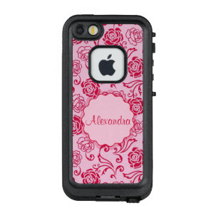 Blumengittermuster der Tee-Rose auf rosa Namen LifeProof FRÄ’ iPhone SE/5/5s Hülle