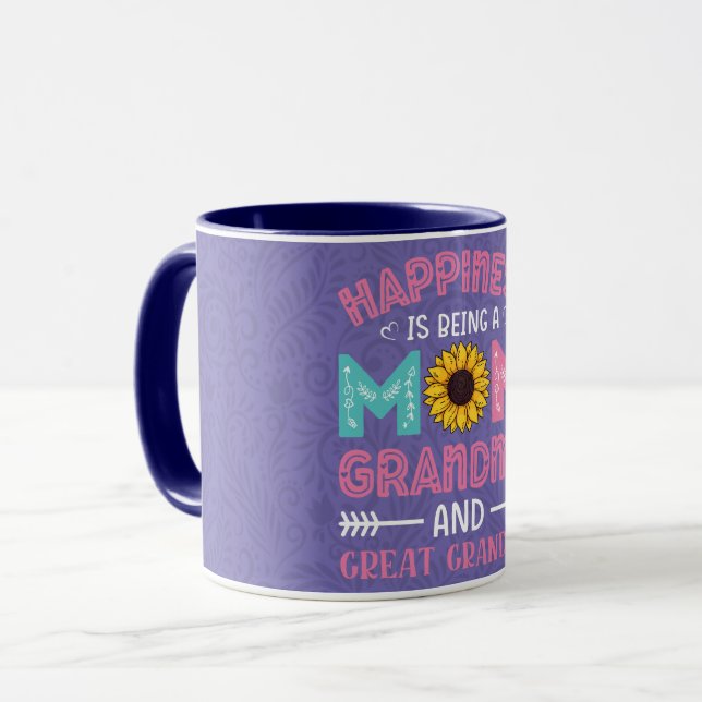 Blumenglücklich ist Mama & Oma Kaffee Tasse (Vorderseite Links)