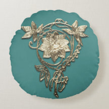 Blumengold im Jugendstil und aquamarin grün