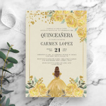 Blumengolden und Gelbe Prinzessin Quinceanera Glit