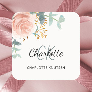 Blumengoldgrün Rose Vielen Dank Quadratischer Aufkleber