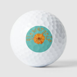 Blumengolfbälle, Orange Blume auf blauen Golfball
