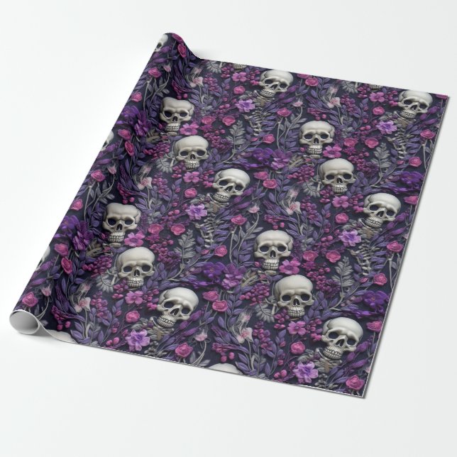 Blumengotik Halloween-Umschlagpapier Geschenkpapier (Ungerollt)