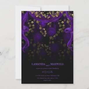 Blumengotik Lila Hochzeitdark Einladung