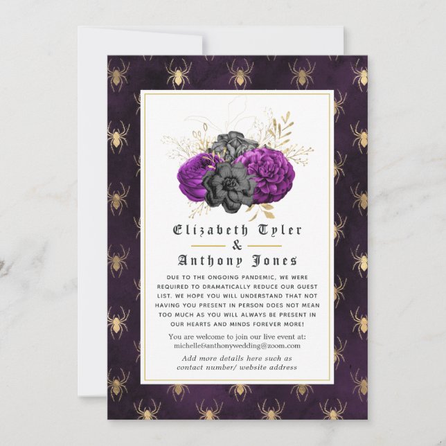 Blumengotik reduzierte Hochzeitgastliste Ankündigung (Vorderseite)