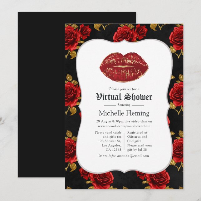Blumengotik virtuelles Brautparty Einladung (Vorne/Hinten)