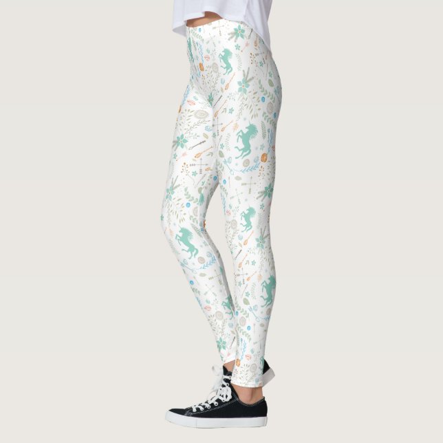 Blumengraben Korallengrün-Antler-Pfeil Muster Leggings (Links)