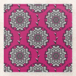 Blumengrafik Blumen Rosa Nahtlos Glasuntersetzer
