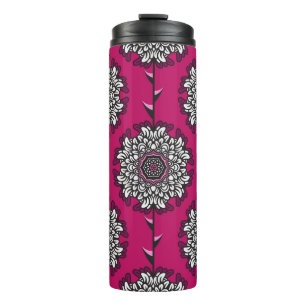 Blumengrafik Blumen Rosa Nahtlos Thermosbecher