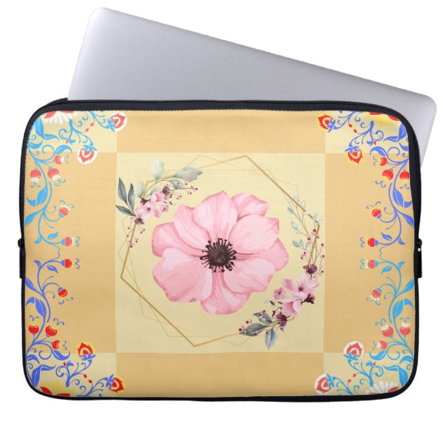Blumengrafik, Orange Spring Rebirth Laptopschutzhülle (Vorderseite)