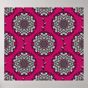 Blumengraphische Blume rosa Nahtlos Poster