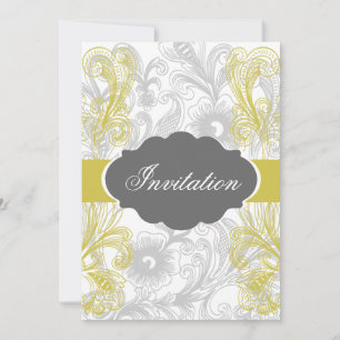 blumengraue und gelbe Hochzeit geblüht Einladung