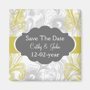 blumengraue und gelbe Hochzeit geblüht Magnet
