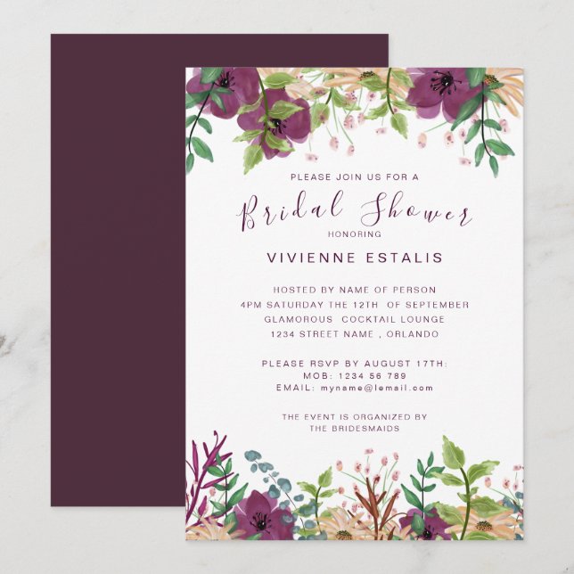 Blumengrenze des Hochzeitshauses Brautparty Einladung (Vorne/Hinten)