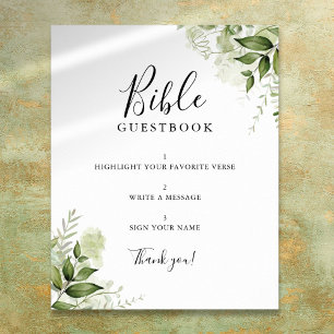 Blumengruen Florales Hochzeitsgästebuch Schild