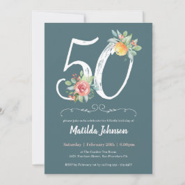Blumengrün 50. Geburtstagsparty Einladung