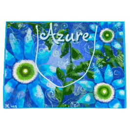 Blumengrün-Abstrakte blaugrüne Blume Personalisier Große Geschenktüte