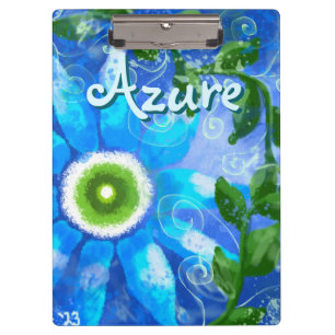 Blumengrün-Abstrakte blaugrüne Blume Personalisier Klemmbrett