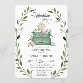 Blumengrün Adventure Baby Shower Travel Einladung