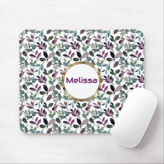 Blumengrün Aquarellfarbe Nahtlose Muster Name Mousepad