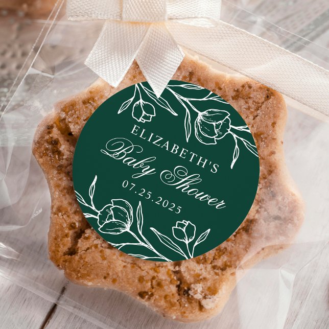 Blumengrün-Babydusche Runder Aufkleber (Von Creator hochgeladen)