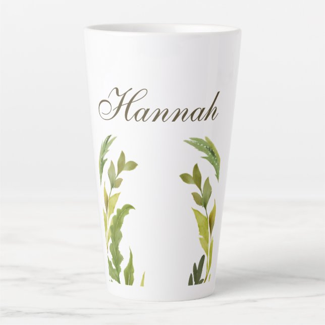 Blumengrün Beruflich Trendy Minimalistisch Milchtasse (Vorderseite)