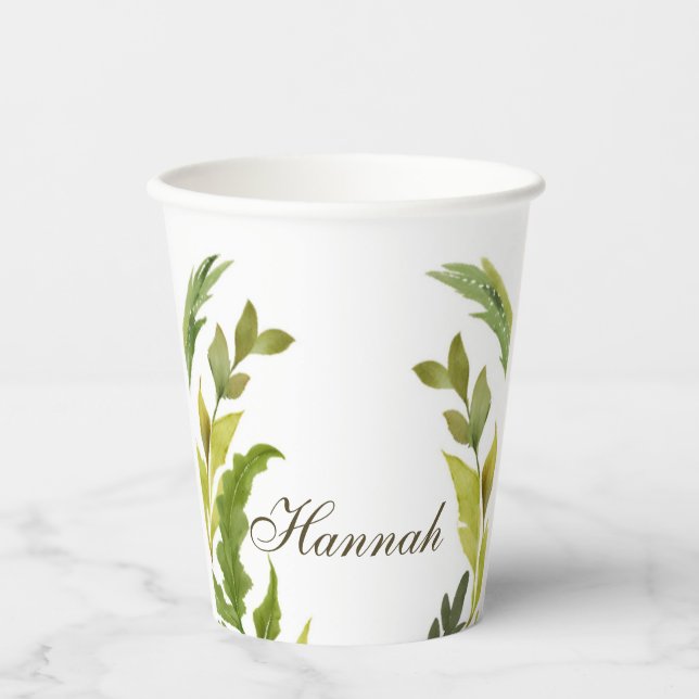 Blumengrün Beruflich Trendy Minimalistisch Pappbecher (Vorderseite)