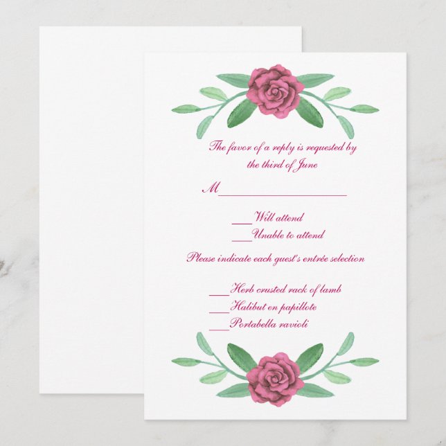 Blumengrün-Blätter Hochzeitskarte Einladung (Vorne/Hinten)