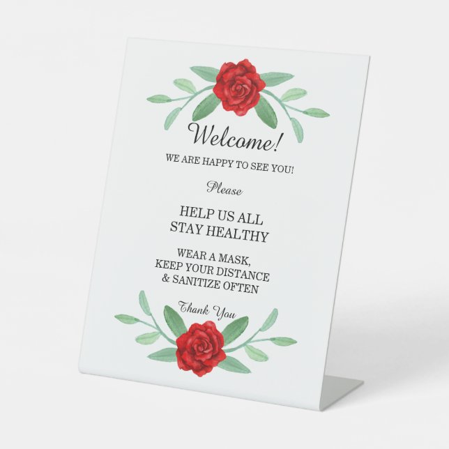 Blumengrün-Blätter Hochzeitssicherheit Sockelschild (Vorderseite)